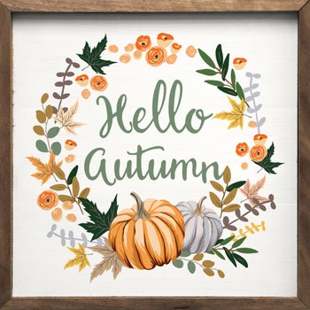 Hello Autumn Pumpkin Wreath White